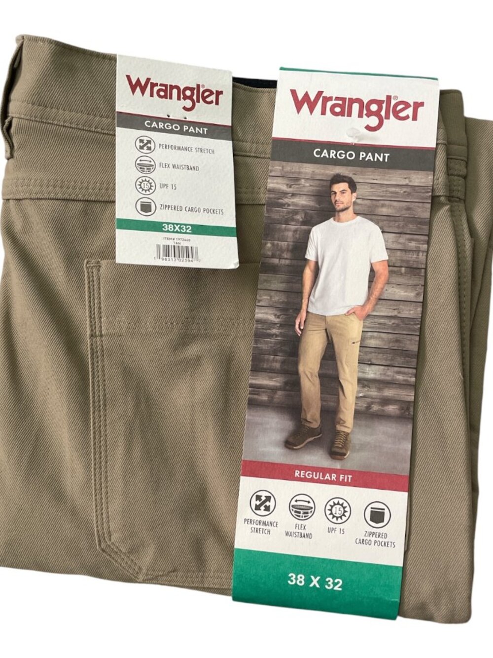 Men’s Cargo Pant, Wrangler, 38X32& 38X34, Tan,NWT